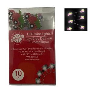 10 Piece Christmas Farmhouse LED Rustic Red Truck Christmas Tree Led Wire Lights